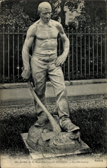 Ak Sevres, Le Bûcheron, Jardin de la Manufacture
