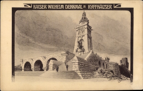 Künstler Ak Jander, Steinthaleben Kyffhäuserland in Thüringen, Kyffhäuser, Kaiser Wilhelm Denkmal
