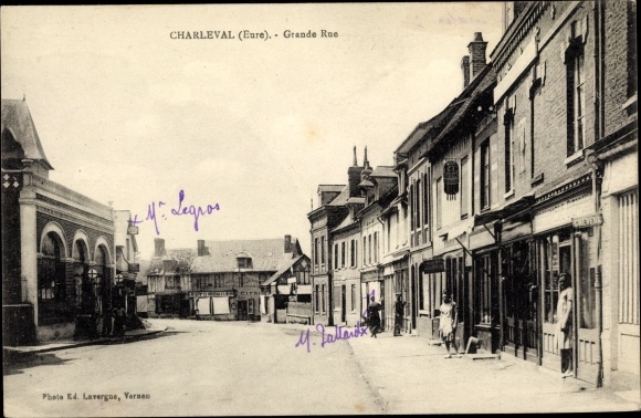 Postcard Charleval Eure, Grande Rue