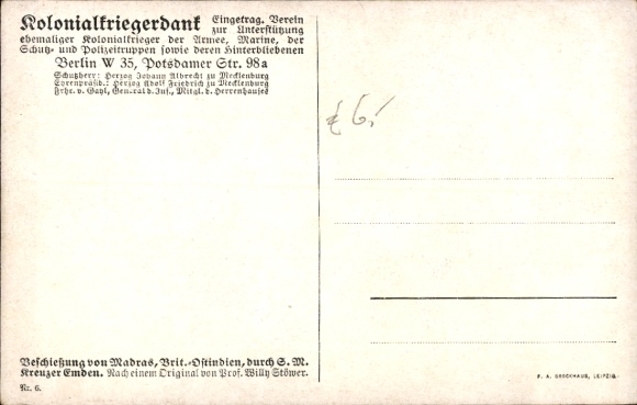 Artist Postcard Stöwer, Willy, SMS Emden bombards Madras, cruiser, Imperial Navy, I. WK