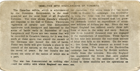 Stereophoto The 48th Highlanders of Toronto, WWI