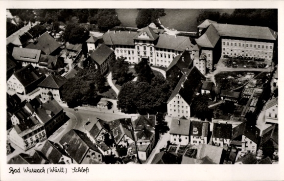 Postcard Bad Wurzach in Upper Swabia, aerial view of building, castle
