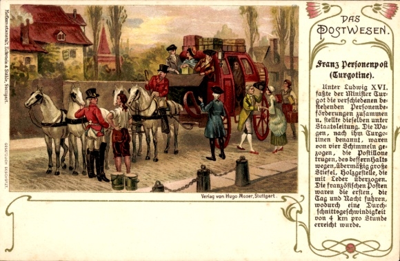 Chromo-Litho postal service, French passenger mail, Turgotine, Louis XVI.