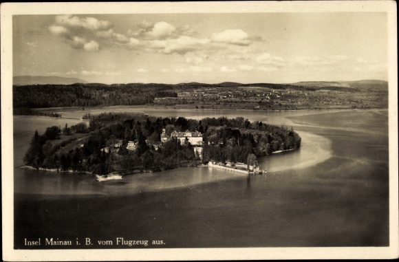 Ansichtkaart Eiland Mainau in het Bodenmeer, algemeen beeld, luchtfoto