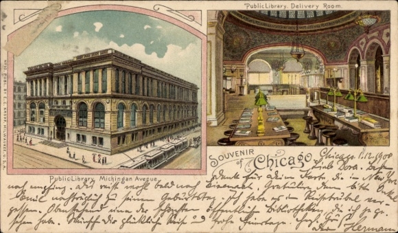 Postcard Chicago Illinois USA, Public Library, Delivery Room