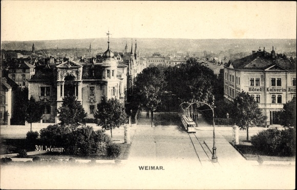 PC Weimar in Thuringia, view over the city, tram