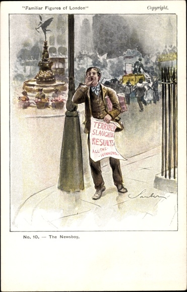 Artysta KP London City England, The Newsboy, Familiar Figures of London
