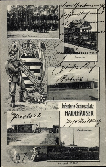 Ak Haidehäuser Wülknitz Sachsen, Infanterie Schießplatz, Forsthaus, Schulschießen, Kantine