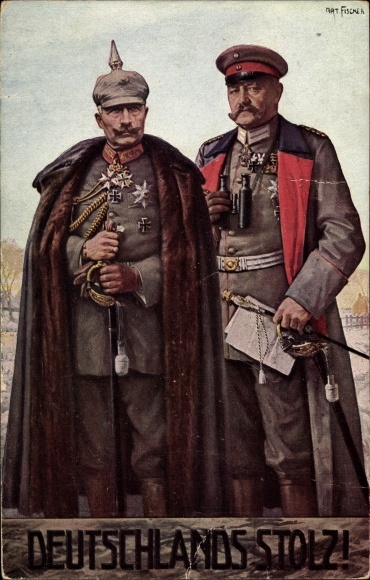 Artist PC Fischer, Germany&#39;s pride, Field Marshal Paul von Hindenburg, Kaiser Wilhelm II