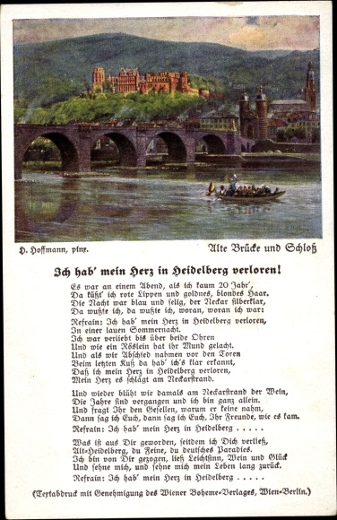 Artist Song Postcard Hoffmann, H., Heidelberg am Neckar, I lost my heart in Heidelberg