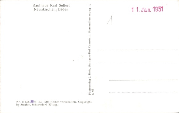 Postcard Neunkirchen Baden, village, K. Seifert department store