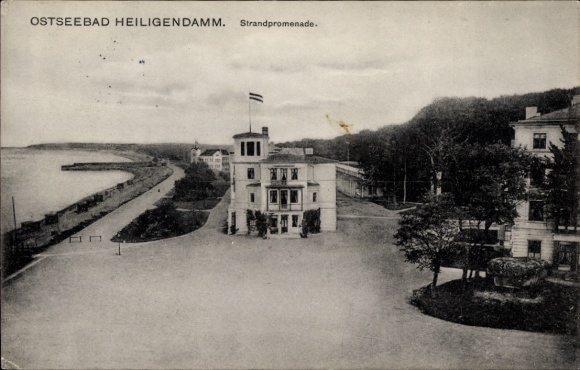 Postcard Seebad Heiligendamm Bad Doberan, Baltic Sea resort beach promenade, buildings, coastal view
