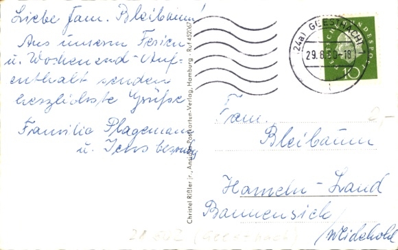 Postcard Tesperhude Geesthacht on the Elbe, forest path, reservoir, country house anno 1753