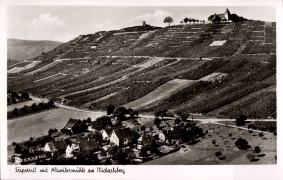 Ak Treffentrill Cleebronn in Baden-Württemberg, Tripsdrill, luchtfoto, Altweibermühle