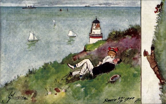 Artist Postcard Thackeray, Lance, Lovers on a meadow