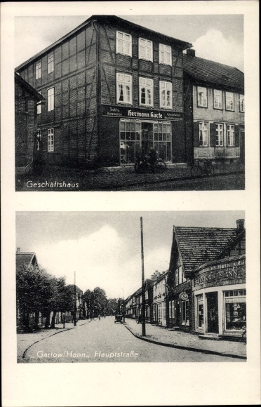 Ak Gartow in Niedersachsen, Geschäftshaus v. Hermann Korte, Hauptstraße, Geschäft Horstmann