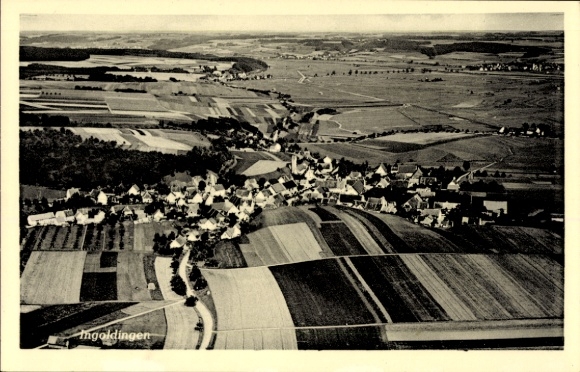 Postcard Ingoldingen in Württemberg, aerial photograph