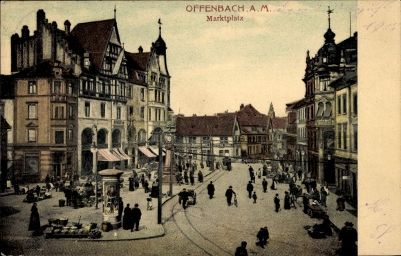 Postcard Offenbach am Main Hesse, Market Square
