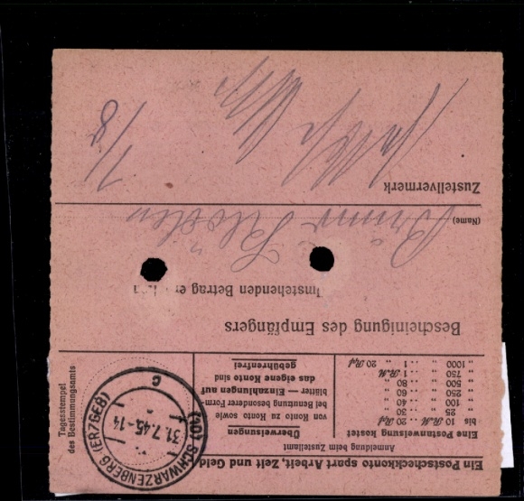 SBZ BL Saxony, RPD Chemnitz, AP 794 I, przekaz pocztowy
