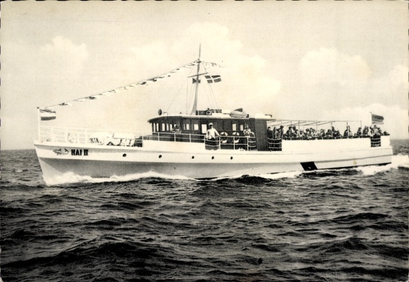 Ak Heiligenhafen, Fähre Hai II., Kapt. Willy Freter, Überfahrt mit Passagieren