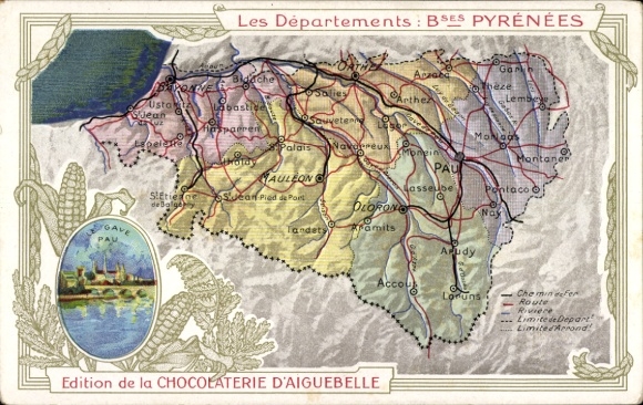 Landkarten Ak Departement Basses Pyrénées, Pyrénées-Atlantiques, Chocolaterie d'Aiguebelle