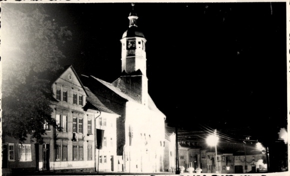 Photo Weißensee in Thuringia, town hall at night