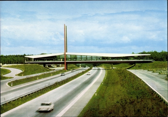 Postcard Nellinghof Neuenkirchen Vörden Lower Saxony, Autobahn Brückenrasthaus Dammer Berge
