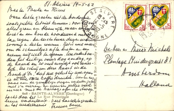 CPA Saint Alvere Dordogne, La Rue Principale