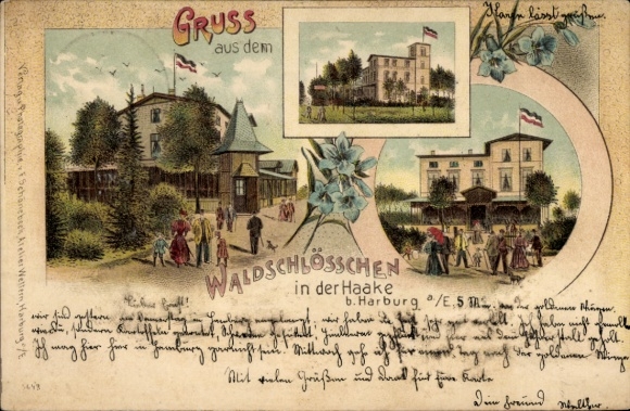 Chromo-Litho Hamburg Harburg, Waldschlösschen in der Haake