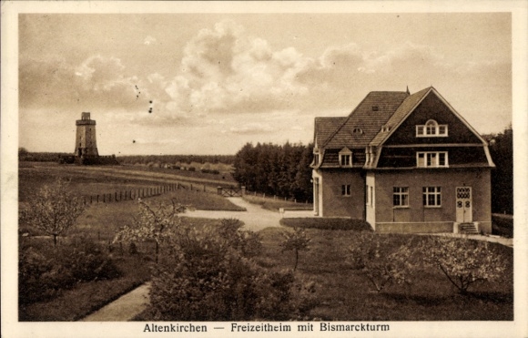 Postcard Altenkirchen in the Westerwald, leisure centre with Bismarck tower