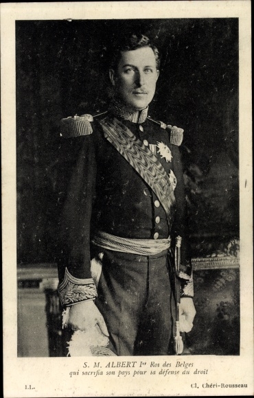 Postcard King Albert I of Belgium, portrait, uniform