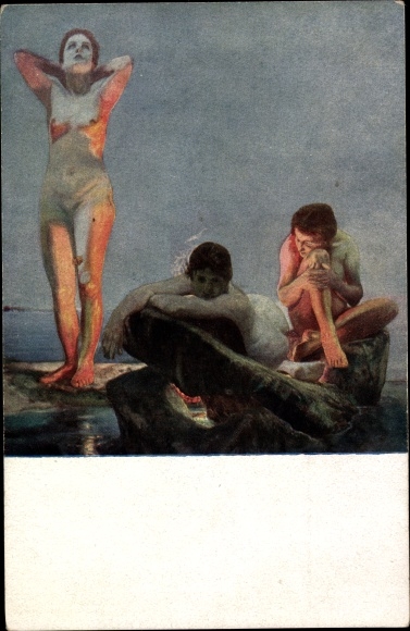 Artist Postcard Klinger, Max, Blue Hour, Female Nude