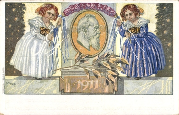 Postwaardestuk kunstenaarsbriefkaart Diez, M., prins-regent Luitpold van Beieren 1911, 5 Pfennig