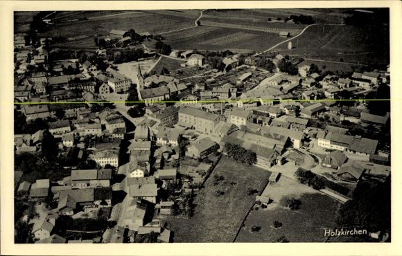 Postcard Holzkirchen in Upper Bavaria, aerial photograph