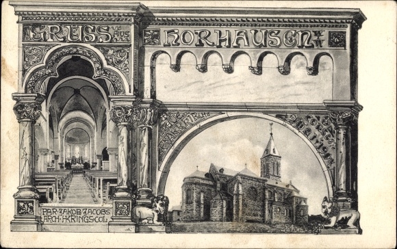 Postcard Horhausen im Westerwald, interior of the church, altar