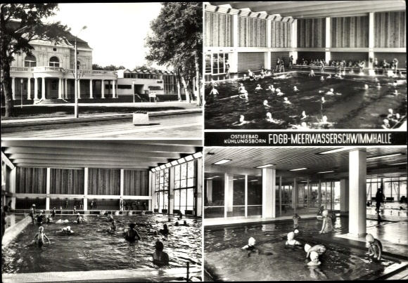 Ak Ostseebad Kühlungsborn, Kurhaus, Schwimmhalle, Wasserbecken, Schwimmer in Aktion