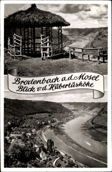 Postcard Brodenbach on the Terrassenmosel, view of the landscape and town