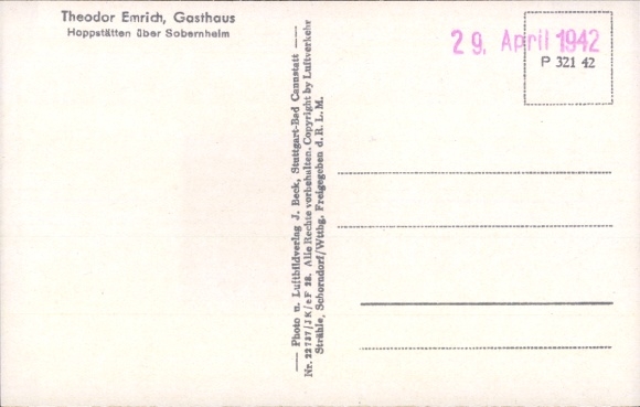 Postcard Hoppstädten Weiersbach in the Nahe valley, aerial photograph, Gasthaus Theodor Emrich