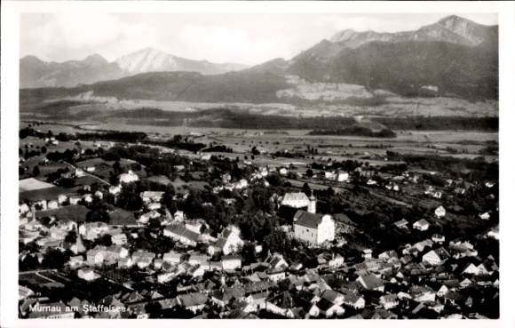 Postcard Murnau am Staffelsee, aerial photograph, lido