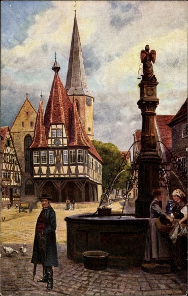 Artist PC Hoffmann Michelstadt, market square with town hall
