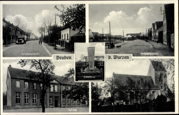 PC Deuben Bennewitz Saxony, memorial, school, church, street area