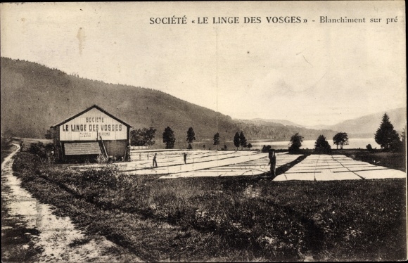 Postcard Gérardmer Lothringen Vosges, Linen Company of the Vosges, bleaching on meadow