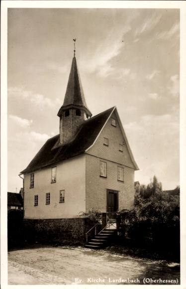 Postcard Lardenbach Grünberg Hessen, Evangelical Church