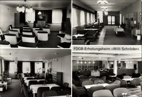 Postcard Klein Labenz Groß Labenz Warin in Mecklenburg, FDGB convalescent home Willi Schröder, TV room