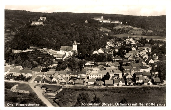 Postcard Donaustauf in the Upper Palatinate, sanatorium, aerial photograph