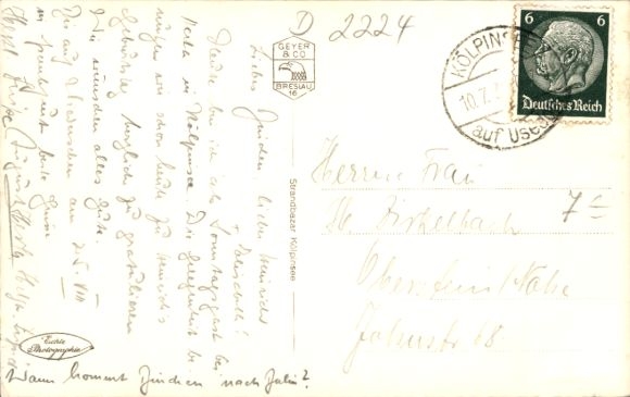 Postcard Ostseebad Kölpinsee on Usedom, beach, pier