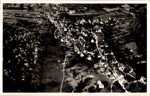 Postcard Iptingen Wiernsheim in Württemberg, aerial photograph