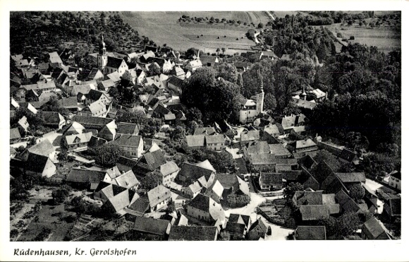 Postcard Rüdenhausen in Lower Franconia, aerial photograph