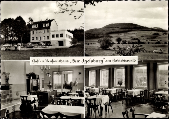 Postcard Dörnberg Habichtswald Hessen, Gasthof Zur Igelsburg, lessee Franz Lemke