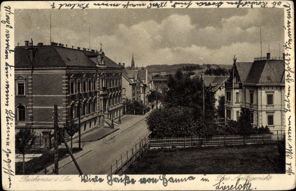Postcard Reichenau in the Erzgebirge, district court